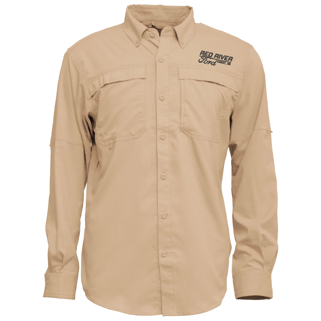 Khaki Long Sleeve Fishing Shirt
