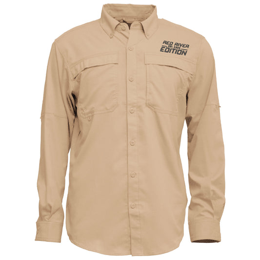 Khaki Long Sleeve Fishing Shirt